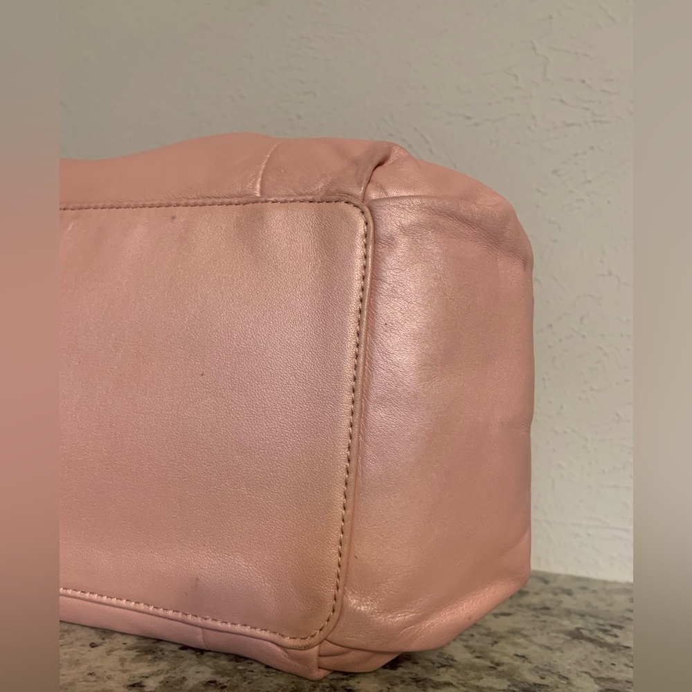 Coach Blush Pink Shiny Leather Shoulder Bag - Picture 6 of 7